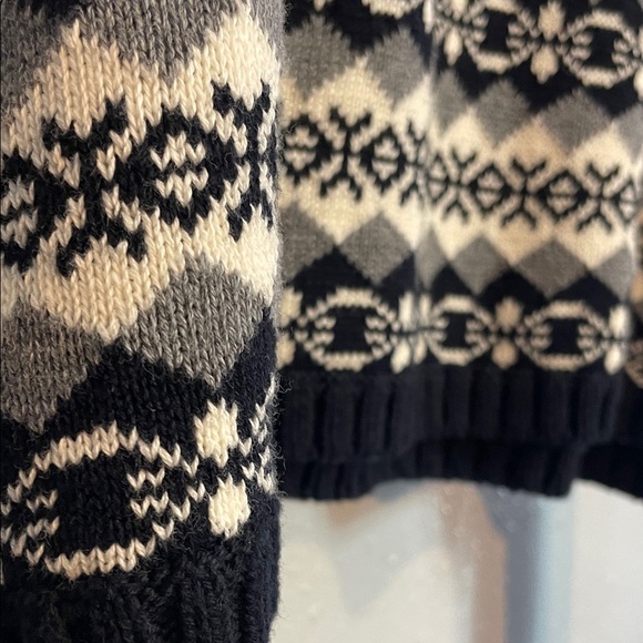 Marsh Landing Fair Isle Knit Sweater – Black & White Turtleneck Pullover Size L - Picture 7 of 12